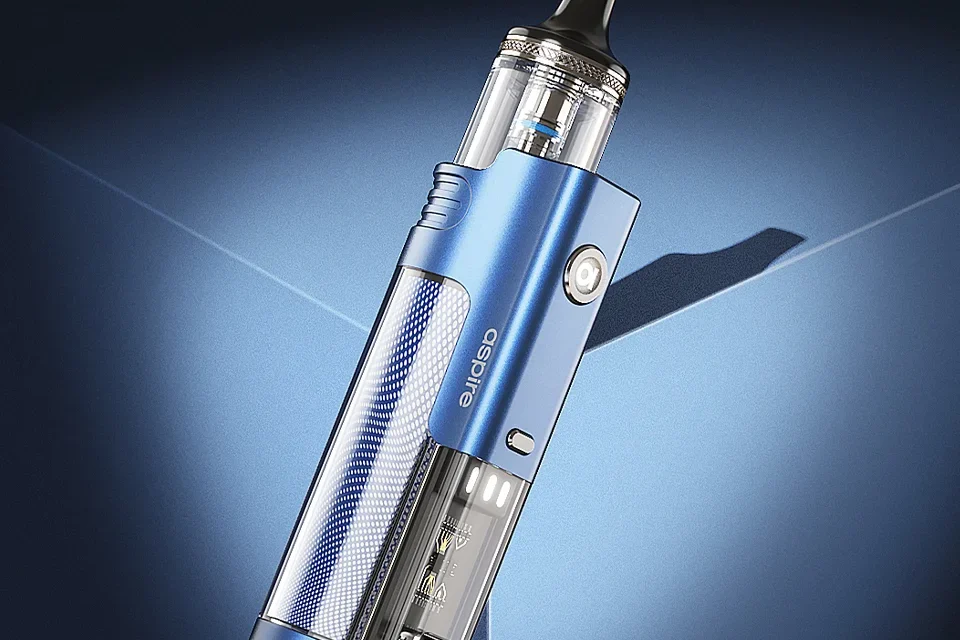 Flexus AIO pod kit in blue. Close up image.