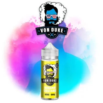 Von Duke 100ml Vape Juice In Banana Custard Flavour with a 120ml bottle