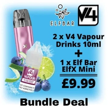 ElfX Mini Vape Kit And V4 Vapour Drinks Bundle Deal