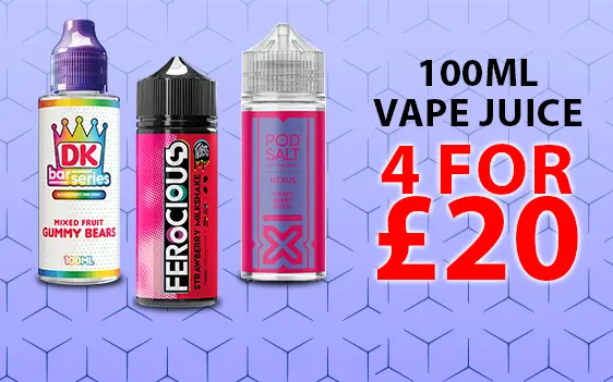 100ml Vape Juice 4 For 20 Pounds